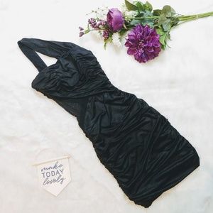 BeBe Black One Shoulder Sheath Dress